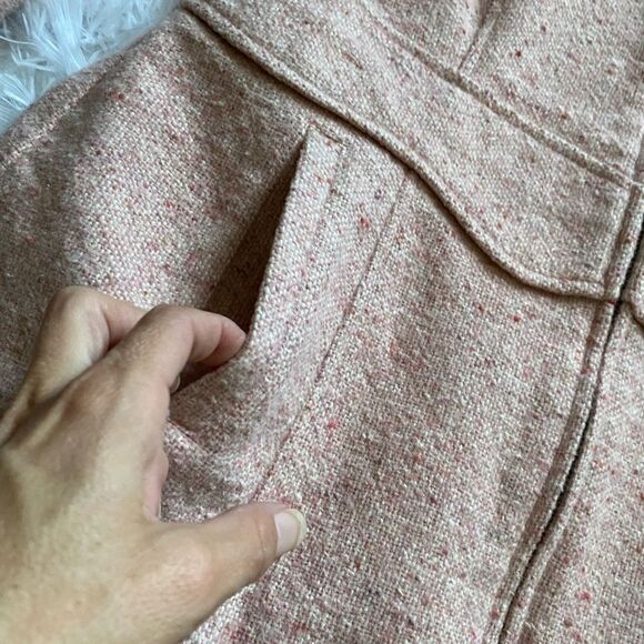 Mudd Vintage Wool Blend Pink Tweed Jacket Coat Womens Size Large Pockets Lined - Picture 4 of 10
